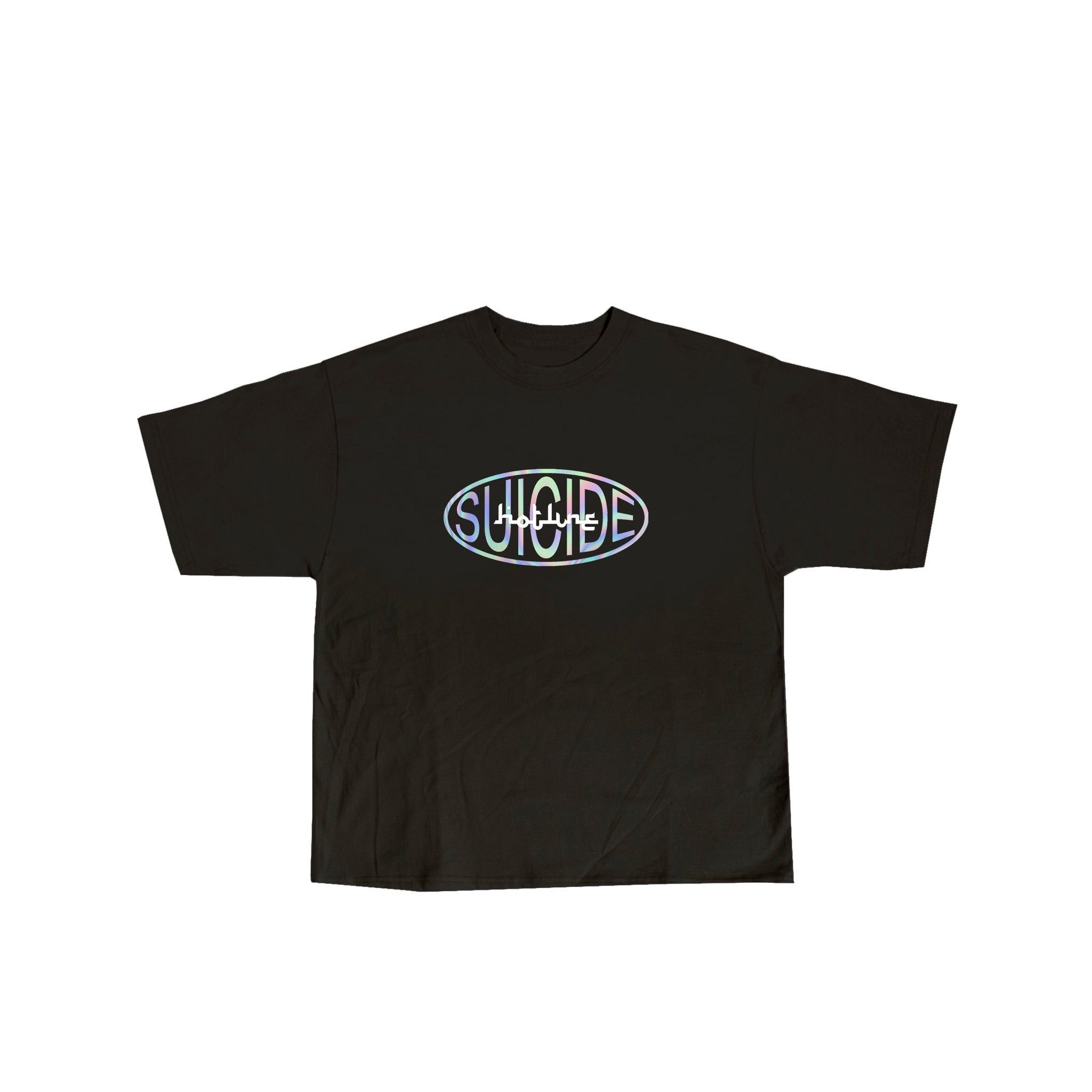 'SENIOR' ARABIC LOGO HOLOGRAM BLACK TEE